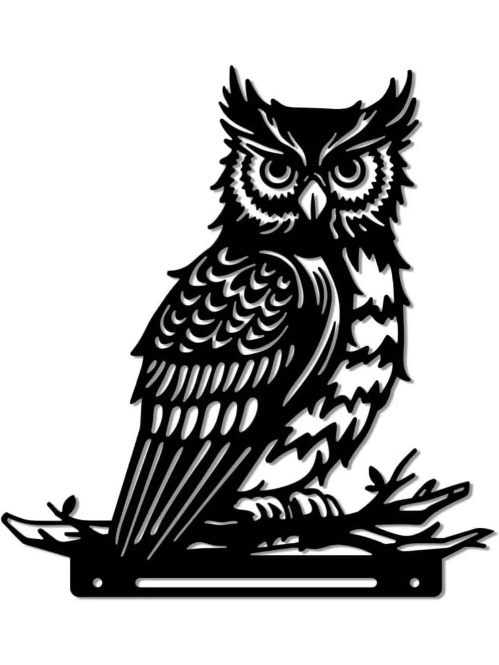 Owl Metal Garden Art Decor - Iron Bird on Branch Stakes for Outdoor Yard & Fence